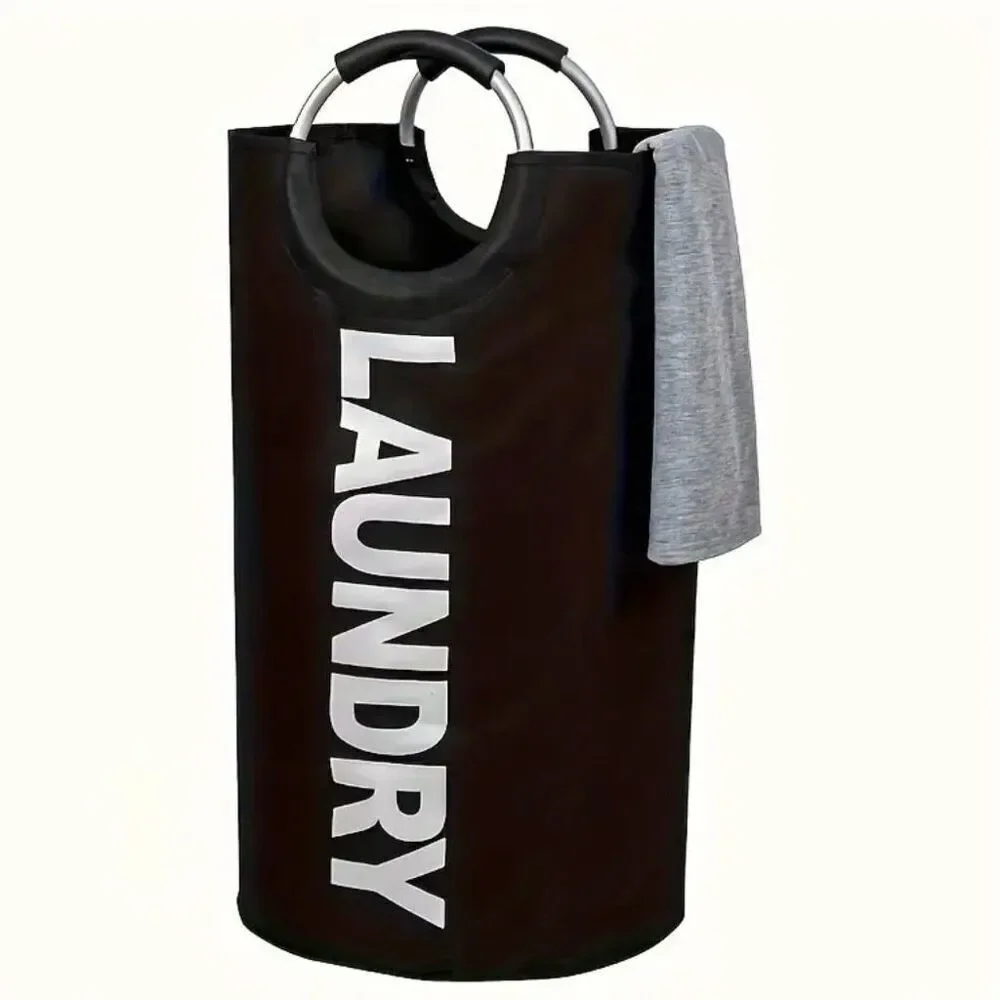 NWT Gorgeous Black 25.1ga Large Collapsible Fabric Laundry Hamper Padded Handles